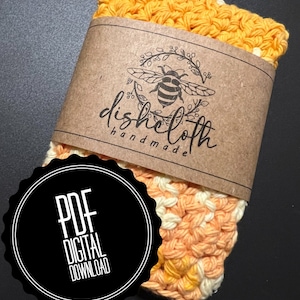 Printable Label Wrap for handmade dishcloth and more / 9 page Instant PDF Download / Bee