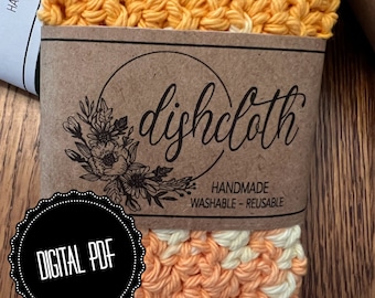 Etiqueta imprimible para envolver paños de cocina hechos a mano / Descarga instantánea en PDF / Círculo floral