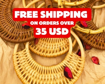 1 pair bamboo bag handle, bag supplies, bag accessories, Wooden Handles, crochet bags, real bamboo crochet supplies, handmade bag handles