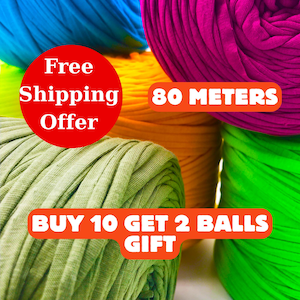T-Shirt Yarn – Soft Recycled Cotton Yarn for Crochet & Knitting, Eco-Friendly Craft Yarn, Chunky Fabric Yarn for DIY Projects 80mt