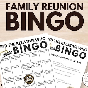 Family Reunion Bingo Game Printable | Meet & Greet Icebreaker | Fun Family Gathering Activity | Find the  Guest
