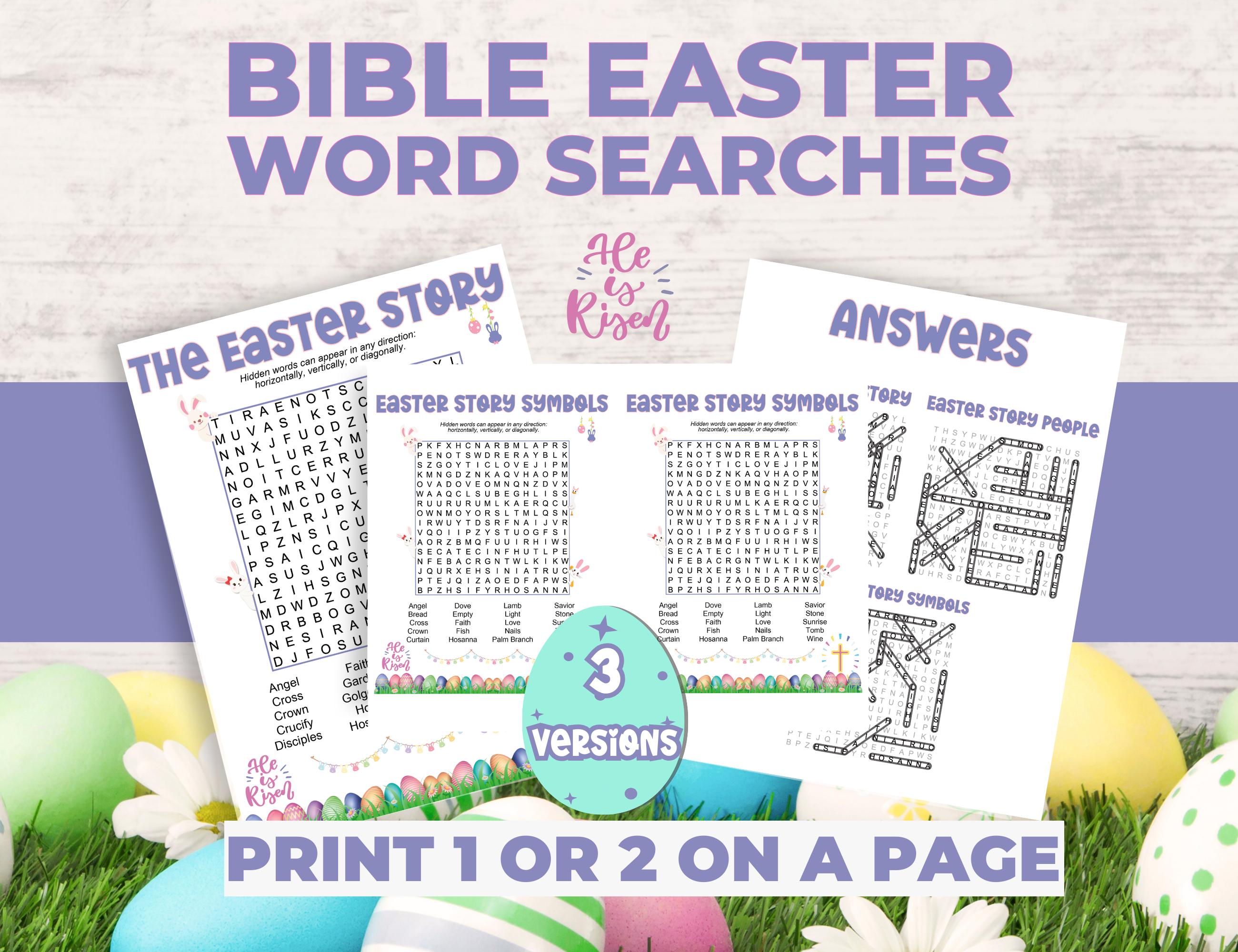 Bible Easter Word Search Puzzles – Sunday School Activity (digital ...