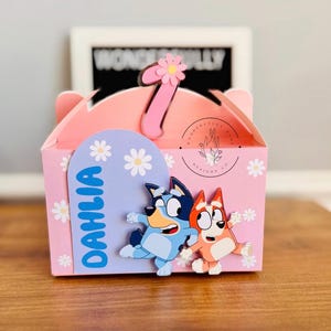 Custom Bluey Party Boxes, Bluey Gabble Boxes, Personalozed Bluey Party favor boxes, Bluey Gabble Boxes ,Bluey Theme Party Boxes