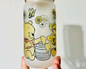 Winnie the Pooh cup, Winnie Glass Cup, Winnie the Pooh Coffee Glass