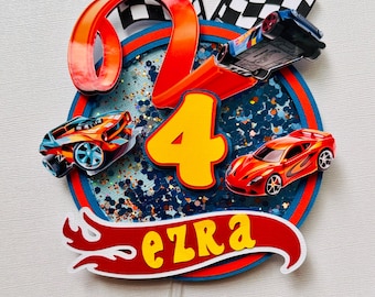 Hot Wheels Cake Topper, Hot Wheels Shaker Cake Topper, Race Car Cake Topper, Race Car Theme Party, Custom Cake Topper