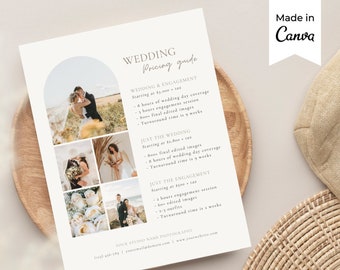 Photography Pricing Template | Wedding Pricing Guide | Wedding Package Template | Wedding Price Sheet | Editable Canva Template