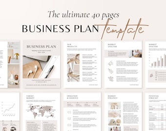 Business Plan Template Printable | Small Business Planner  | Start Up Workbook | Side Hustle Planner | Canva Template