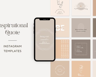 100 Minimalist Instagram Template| Girl Influencer Quotes| Social Media Quotes Pack| Boho Canva Templates for Blogger| Asethetic Feed