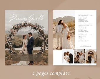 Wedding Photography Pricing List| Wedding Pricing Guide Sheet Template| Wedding Collection Package| Photographer Price Guide| Editable Canva