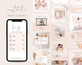 75 Pink Instagram Templates| Minimalist Instagram Post Template| Instagram Influencer Templates| Canva Instagram Templates| Aesthetic Feed