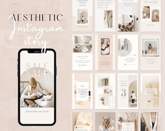 Plantillas de historias de Instagram de esteticista / Plantilla canva de Instagram de Blogger / Historia de Instagram rosa beige / Publicación minimalista de Instagram