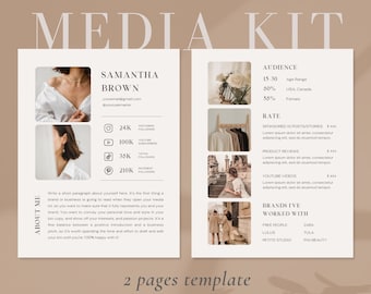 2 Page Media Kit Canva Template| Instagram Media Kit| Influencer Rate Sheet Template| Blogger Press Kit | Facebook Tiktok Instagram Template