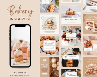 Bakery Instagram Post Templates | Café Instagram Template | Cake Business Social Media |Coffee Bake Shop Template | Healthy Eating Marketing