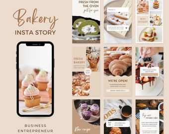 Bakery Instagram Story Templates | Café Instagram Template | Cake Business Social Media |Coffee Bake Shop Template | Healthy Eating