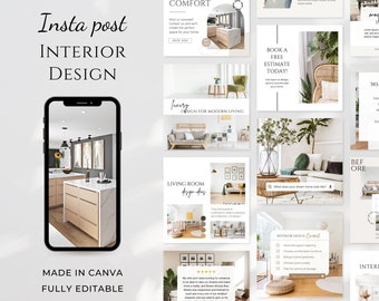 Interior Design Instagram Post Template | Interior Design IG Post Templates | Minimalist Canva Templates | Real Estate Social Media Posts