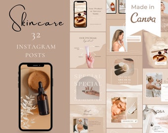 Esthetician Instagram Post Templates | Skincare Social Media | skincare instagram canva  | Esthetician Instagram Post | Spa Instagram