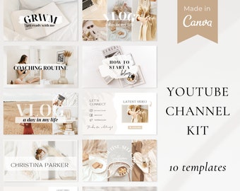 YouTube Channel Branding Kit l Personalisierte Youtube Thumbnails Intro Outro Outro l Social Media Kit l Bearbeitbare Canva Vorlagen