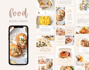 Food Instagram Posts| Healthy Eating Recipe Branding| Dietician Instagram Template| Foodie Blogger Canva Template| Social Media Marketing