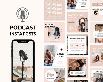 Plantilla de publicación de Instagram de podcast / Plantilla de redes sociales de podcast / Plantilla de Canva de podcast