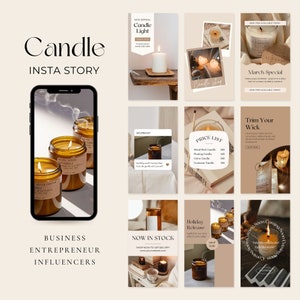 Modelo de história de vela para Instagram | Negócios de velas em pacotes de mídia social | Modelo de negócio de vela | História do Instagram do fabricante de velas