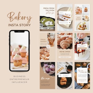 Modelos de histórias do Instagram de padaria | Modelo de Instagram para Café | Mídias sociais para negócios de bolo | Modelo de confeitaria de café | Alimentação saudável