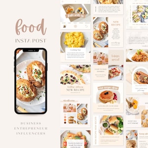 Food Instagram Posts| Healthy Eating Recipe Branding| Dietician Instagram Template| Foodie Blogger Canva Template| Social Media Marketing