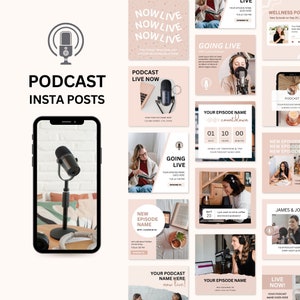 Podcast Instagram Post Template | Podcast Social Media Template | Podcast Canva Template