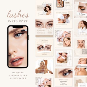 Lash Tech Instagram Post| Lash Artist Instagram Templates| Eyelashes Extension Posts| Esthetician beauty Posts| Social Media Canva Templates