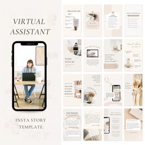 Virtual Assistant Instagram Templates | VA Instagram Story | VA Social Media Marketing| Remote Worker Template| VA Canva Template