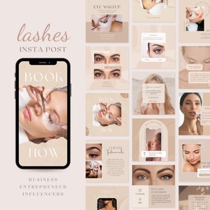 Lash Tech Instagram Post| Lash Artist Instagram Templates| Eyelashes Extension Posts| Esthetician beauty Posts| Social Media Canva Templates