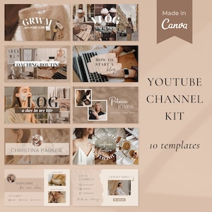 YouTube Channel Branding Kit l Personalized Youtube Thumbnails Intro Outro l Social Media Kit l Editable Canva Templates