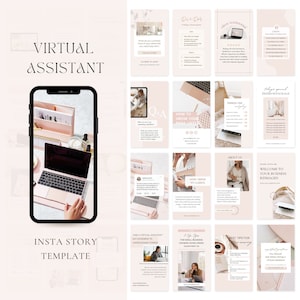 Virtual Assistant Instagram Templates | VA Instagram Story | VA Social Media Marketing| Remote Worker Template| VA Canva Template