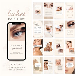 Lash Tech Instagram Story| Lash Artist Instagram Template| Eyelashes Extension Stories| Esthetician beauty Post| Social Media Canva Template