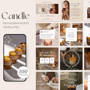 Modello di post Instagram per candele / Pacchetto social media Aziende di candele / Modello di attività per candele / Post Instagram per produttori di candele
