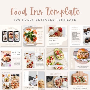 Essen Instagram Vorlage | Instagram Post Stories | Essen Kochen Rezept Gesunde Ernährung | Canva Vorlage | Diätetikerin Social Media Marketing