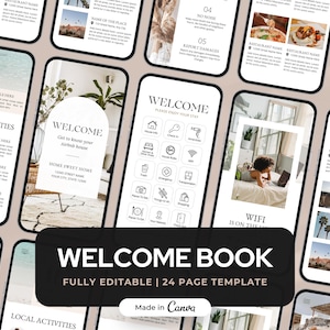 Airbnb Welcome Book Template | Interactive Airbnb Digital Book | Mobile & Printable Guidebook Host Template | Vacation Rental Template