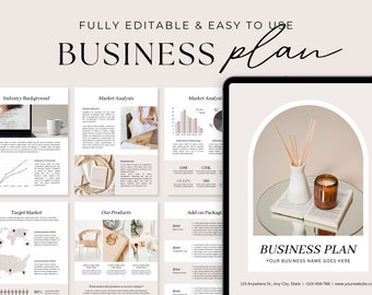 Business Plan Template Printable | Small Business Planner  | Start Up Workbook | Side Hustle Planner | Canva Template