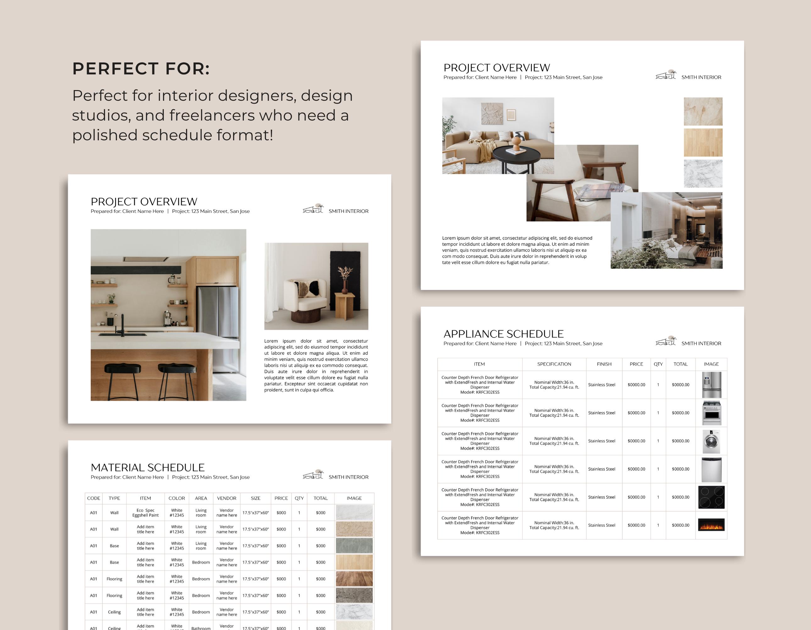 Finishes Schedule Template | FF&E Schedule, Furniture Board | Interior ...