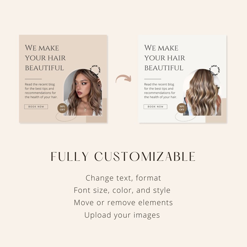 Hair Stylist Instagram Post Template Hair Beauty Salon Etsy