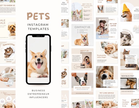 Pets Instagram Post Template | Pet Instagram Story Template | Social Media Template | Dog Cat Pet Lover Vet Template