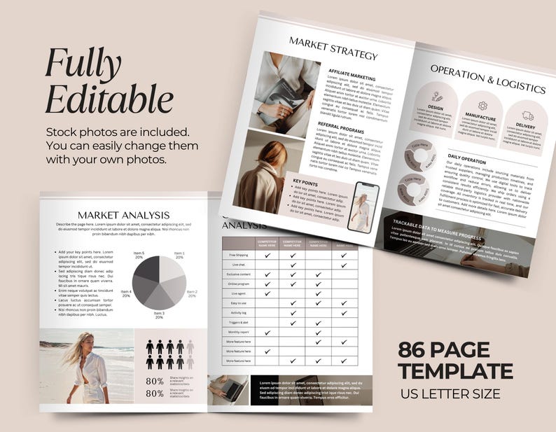 Business Plan Template Printable | Small Business Planner | Start Up Workbook | Side Hustle Planner | Canva Template image 2
