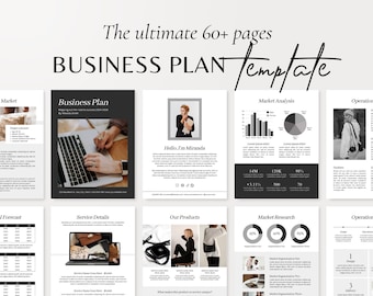 Business Plan Template Printable | Small Business Planner  | Start Up Workbook | Side Hustle Planner | Canva Template