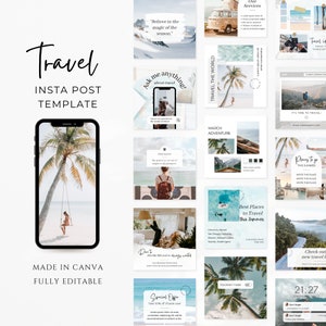 Travel Instagram Templates | Travel Agent Instagram Post | Travel Blogger Templates | Travel Influencer Instagram | Vacation Resort Template
