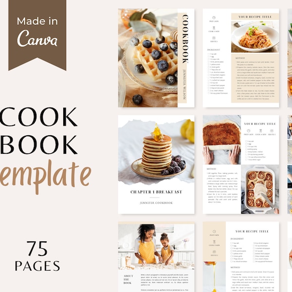 Recipe Book Template | Canva Cookbook Template | Recipe Ebook Template | Meal Planner