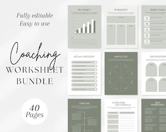 Coaching Worksheet Templates | Coaching Ebook Templates | Lead Magnet Templates | Life Coach Worksheet Tools