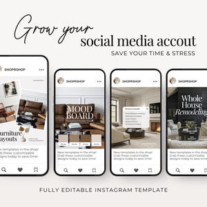 Sjabloon Instagram-bericht interieurontwerp | IG-postsjablonen voor interieurontwerp | Minimalistische canvassjablonen | Socialmediaberichten over onroerend goed afbeelding 3