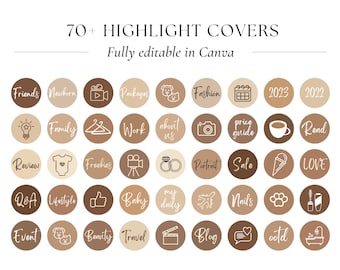Instagram Story Highlight covers | DIY Editable Highlight Instagram Covers | IG Story Icons | Boho Aesthetic Neutral Minimalist Story Icons