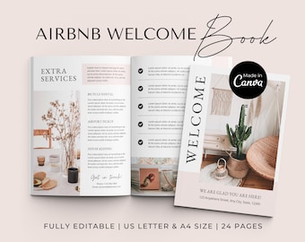 Airbnb Welcome Book Template | Welcome Guidebook| Vacation Rental Welcome Book | VRBO Guest Book | Printable Welcome Signs | Canva Template
