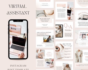 Virtuele assistent Instagram-sjablonen | VA Instagram-berichten | VA Social Media Marketing| Sjabloon voor externe medewerkers| VA Canva-sjabloon