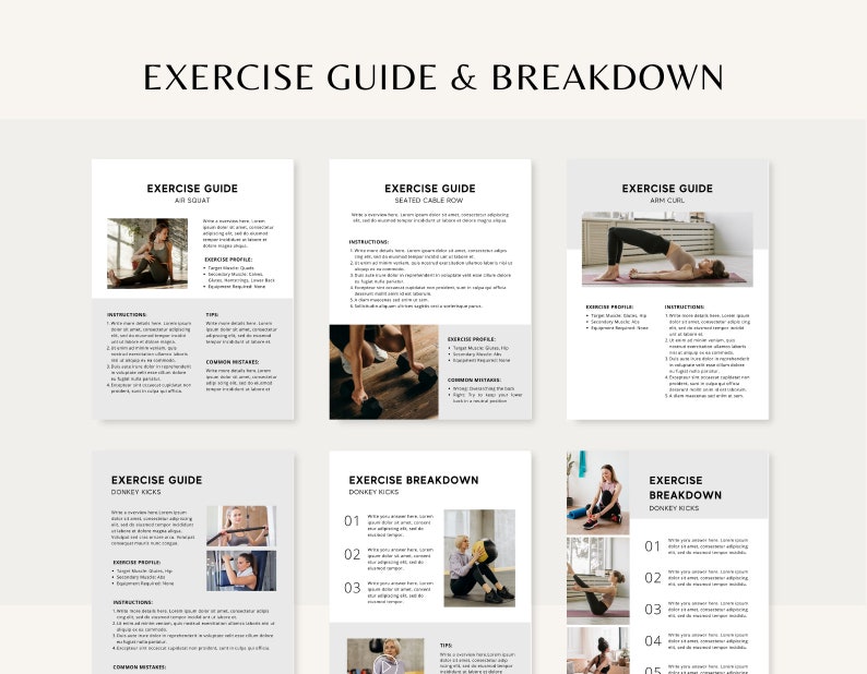 Fitness Ebook Template Fitness Program Planner Fitness Etsy